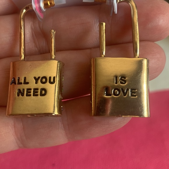 Betsey Johnson love lock earrings rainbow . NWT - Picture 2 of 6